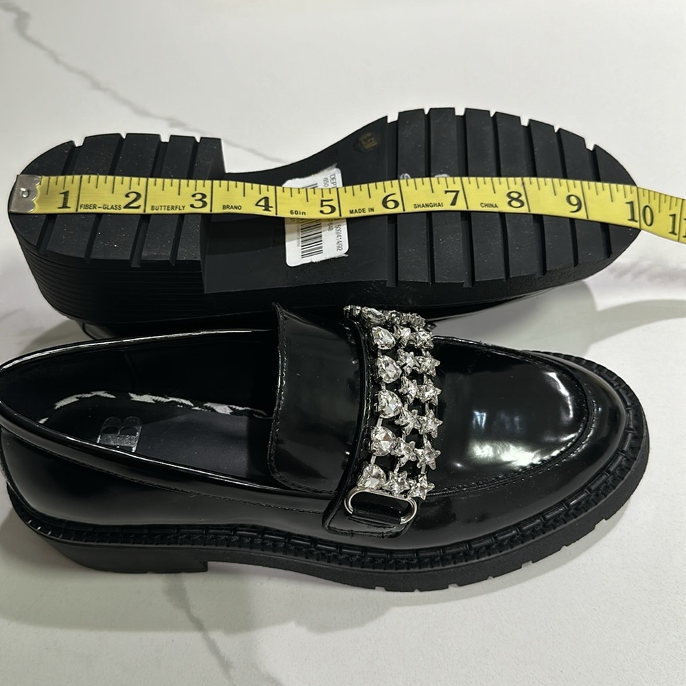 GB Rhinestone Strap Shiny Loafers - Picture 11 of 12